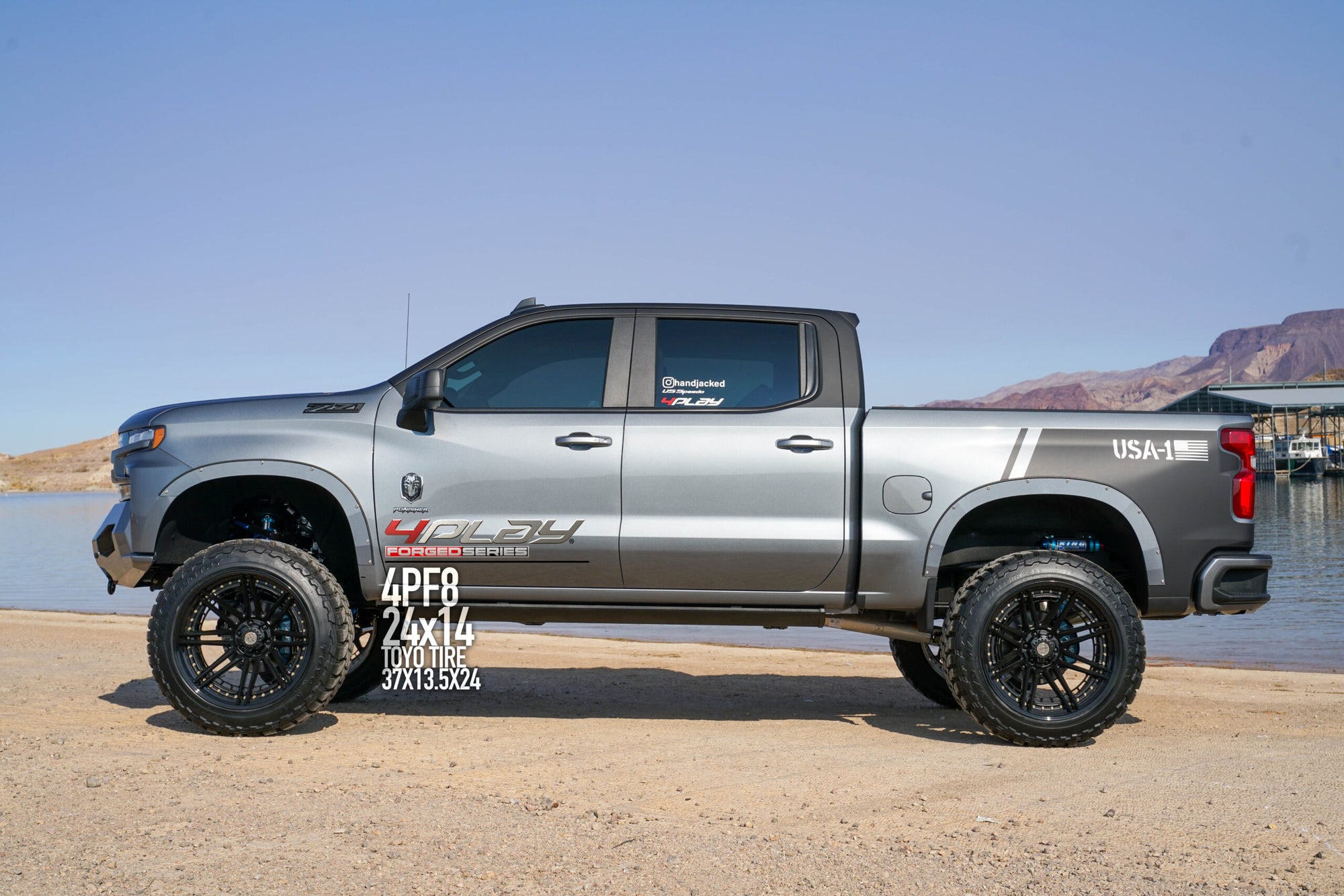 Chevrolet Silverado 24×14 Wheels 4PF8 Forged and 37×13.5×24 Tires