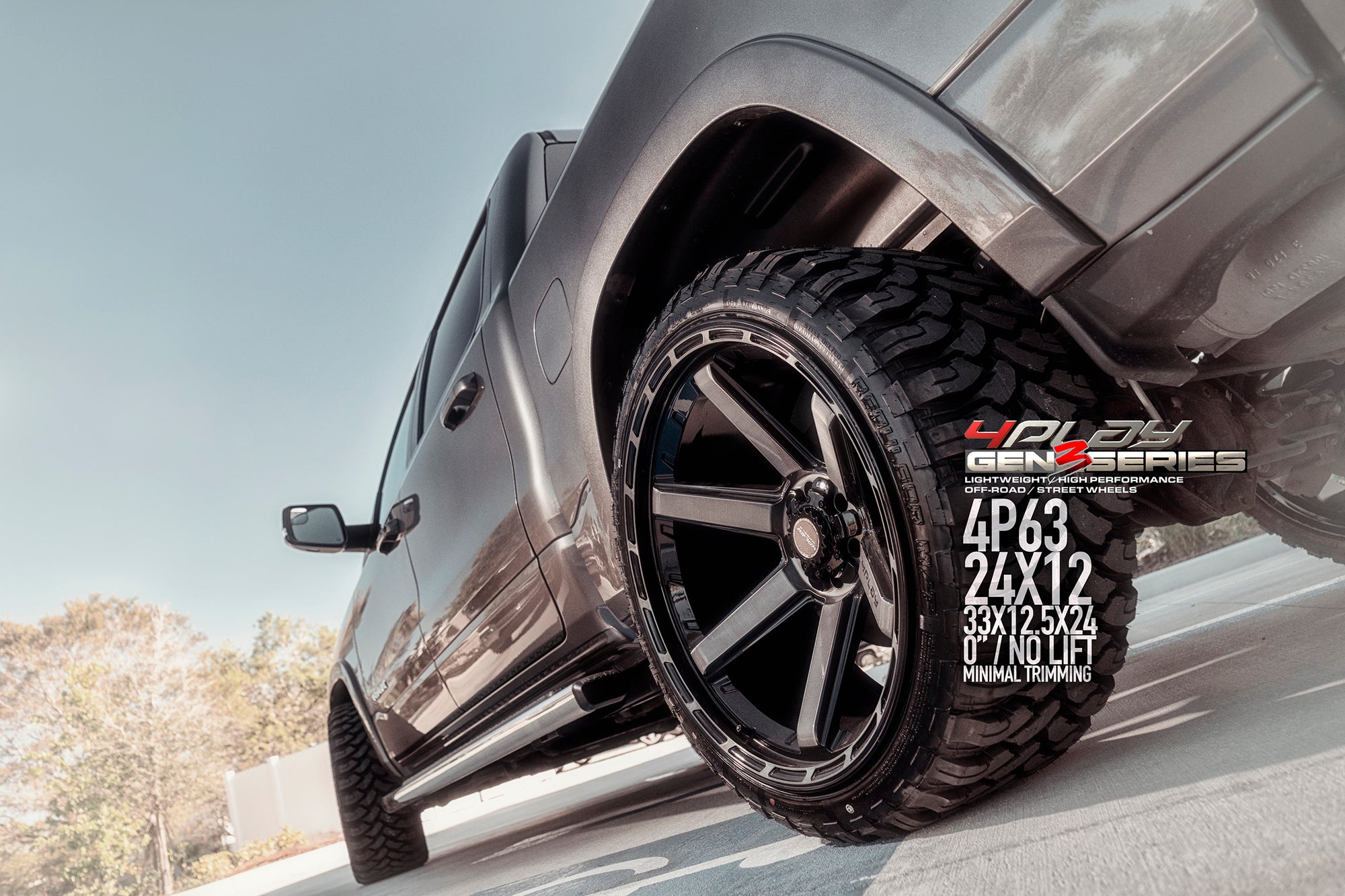 Dodge Ram 24×12 Wheels 4P63 Gen 3 and 33×12.5×24 Tires