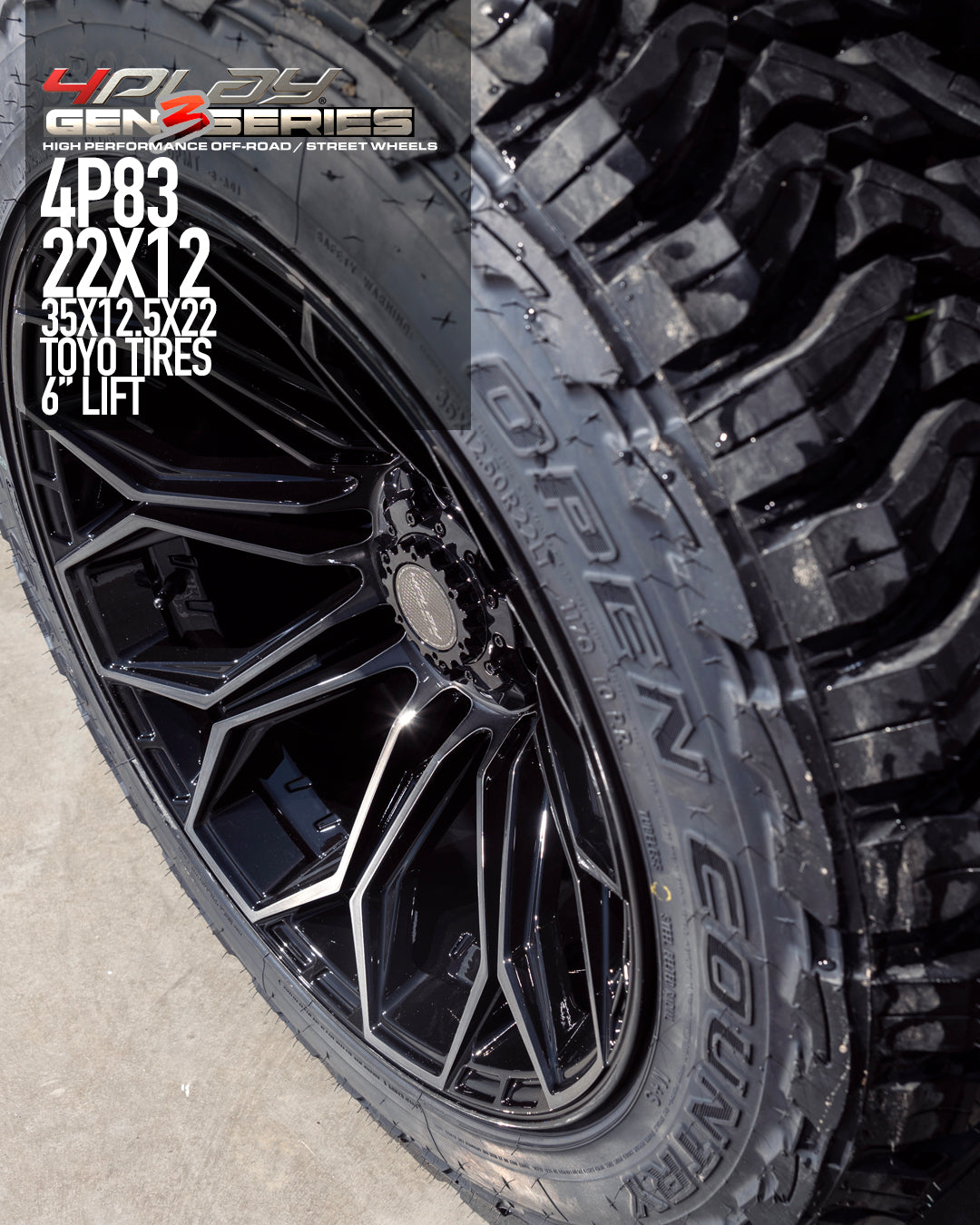 Chevrolet Silverado with 22×12 Wheels 4P83 Gen 3 and 35x12.5x22 Tires