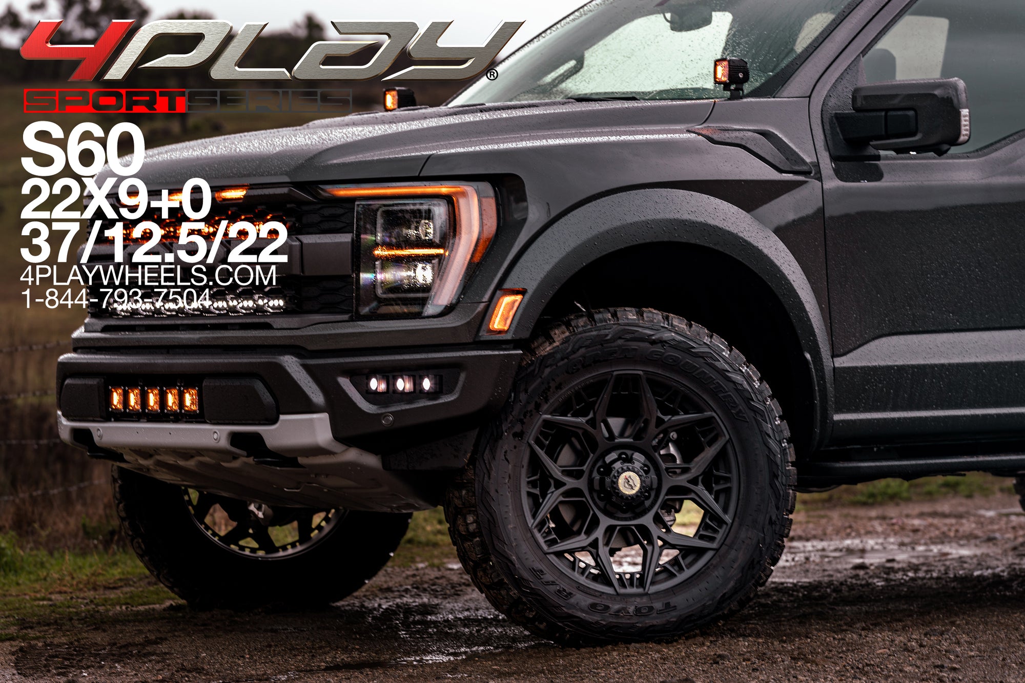 Ford Raptor with 22×9 Wheels 4PS60 Sport Series and 37x12.5x22 Tires