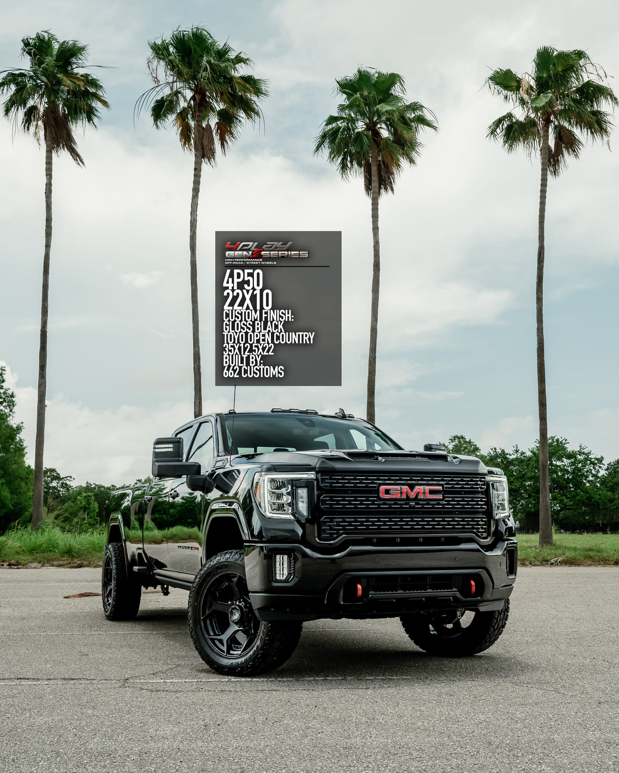 GMC Sierra 2500 HD 22×10 Wheels 4P50 Gen 2 and 35×12.5×22 Tires