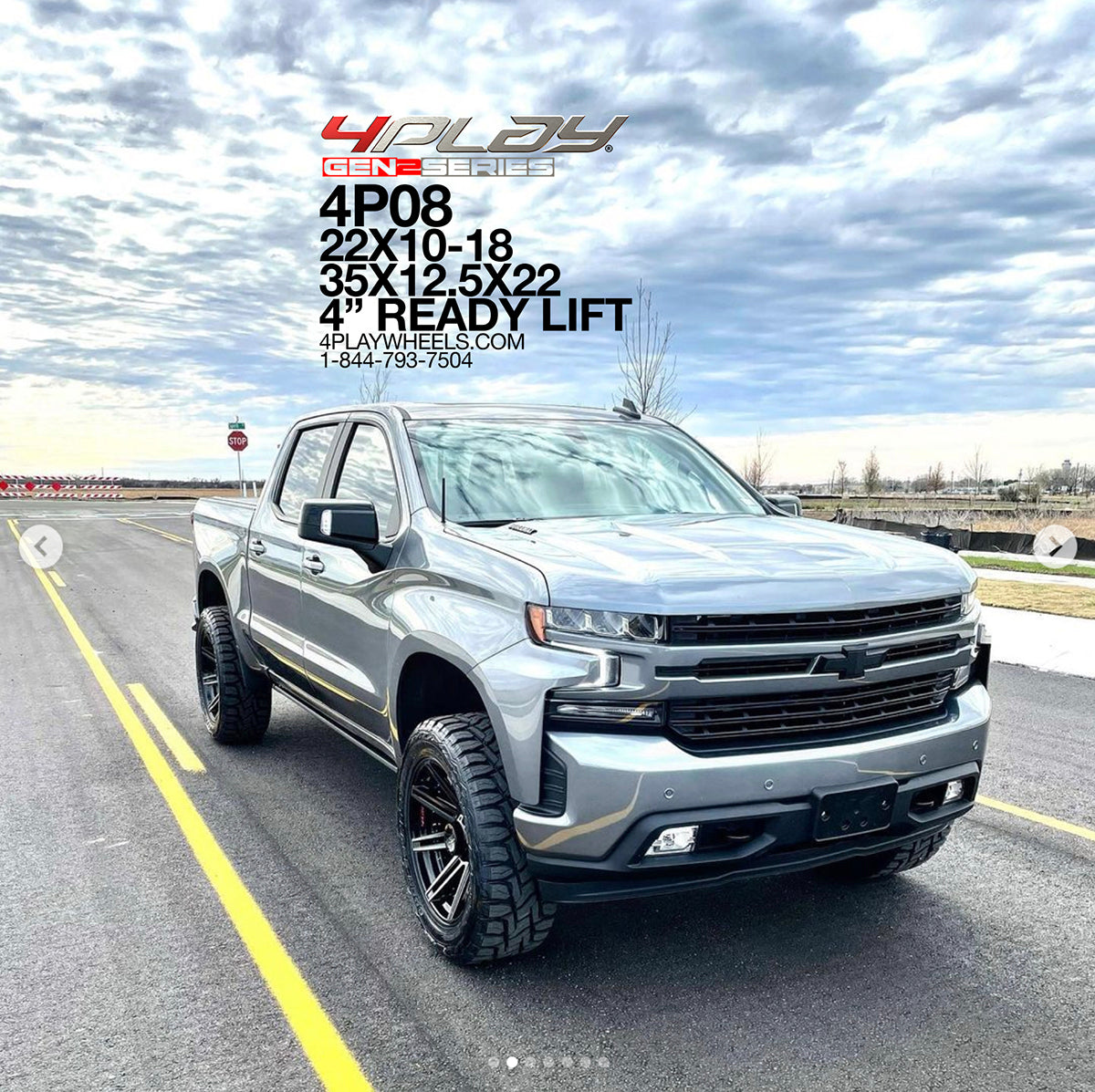 Chevrolet Silverado with 22x10 Wheels 4P08 Gen 2 and 35x12.5x22 Tires