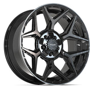 20x9 4P06 Gloss Black Brushed with Tinted Clear - 5x127 + 5x139.7 +0ET