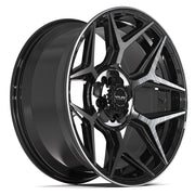 Set(4) 20x9 4P06 Gloss Black Brushed with Tinted Clear - 5x127 &amp; 5x139.7 +0ET