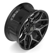 Set(4) 20x9 4P06 Gloss Black Brushed with Tinted Clear - 5x127 &amp; 5x139.7 +0ET