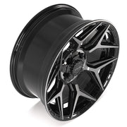 Set(4) 20x9 4P06 Gloss Black Brushed with Tinted Clear - 5x127 &amp; 5x139.7 +0ET
