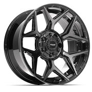Set(4) 20x9 4P06 Gloss Black Brushed with Tinted Clear - 6x135 &amp; 6x139.7 +0ET with 275/55r20 TBB TS-37 AT Tires &amp; TPMS