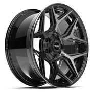 Set(4) 20x9 4P06 Gloss Black Brushed with Tinted Clear - 6x135 &amp; 6x139.7 +0ET with 275/55r20 Sailun TerraMax RT Tires