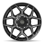 Set(4) 20x9 4P06 Gloss Black Brushed with Tinted Clear - 8x180 +0ET