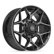 Set(4) 20x9 4P06 Gloss Black Brushed with Tinted Clear - 8x180 +0ET