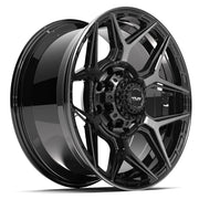Set(4) 20x9 4P06 Gloss Black Brushed with Tinted Clear - 8x165.1 +0ET