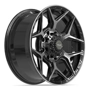 Set(4) 20x9 4P06 Gloss Black Brushed with Tinted Clear - 8x165.1 +0ET
