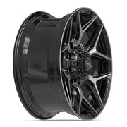 Set(4) 20x9 4P06 Gloss Black Brushed with Tinted Clear - 8x165.1 +0ET