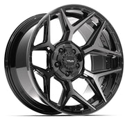 Set(4) 20x10 4P06 Gloss Black Brushed with Tinted Clear - 5x127 &amp; 5x139.7 -18ET