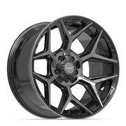 Set(5) 20x10 4P06 Gloss Black Brushed with Tinted Clear - 5x127 &amp; 5x139.7 -18ET
