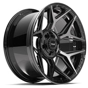 Set(4) 20x10 4P06 Gloss Black Brushed with Tinted Clear - 5x127 &amp; 5x139.7 -18ET