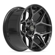 Set(5) 20x10 4P06 Gloss Black Brushed with Tinted Clear - 5x127 &amp; 5x139.7 -18ET