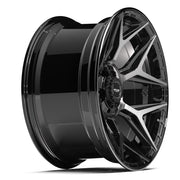 Set(4) 20x10 4P06 Gloss Black Brushed with Tinted Clear - 5x127 &amp; 5x139.7 -18ET