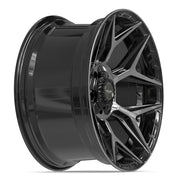 Set(5) 20x10 4P06 Gloss Black Brushed with Tinted Clear - 5x127 &amp; 5x139.7 -18ET