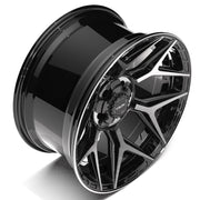 Set(4) 20x10 4P06 Gloss Black Brushed with Tinted Clear - 5x127 &amp; 5x139.7 -18ET
