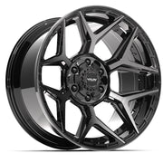 Set(4) 20x10 4P06 Gloss Black Brushed with Tinted Clear - 6x135 &amp; 6x139.7 -18ET