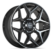 Set(4) 22x9 4P06 Gloss Black Brushed with Tinted Clear - 6x135 &amp; 6x139.7 +12ET with 33x12.50r22 Sailun TerraMax RT Tires