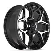 Set(4) 22x9 4P06 Gloss Black Brushed with Tinted Clear - 6x135 &amp; 6x139.7 +12ET with 285/45r22 Sailun TerraMax RT Tires