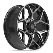 Set(4) 22x9 4P06 Gloss Black Brushed with Tinted Clear - 6x135 &amp; 6x139.7 +12ET
