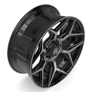 Set(4) 22x9 4P06 Gloss Black Brushed with Tinted Clear - 6x135 &amp; 6x139.7 +12ET