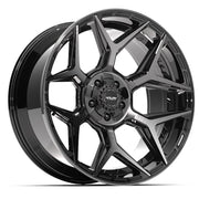 Set(4) 22x10 4P06 Gloss Black Brushed with Tinted Clear - 5x127 &amp; 5x139.7 -18ET with 33x12.50r22 Sailun TerraMax RT Tires