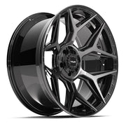 Set(4) 22x10 4P06 Gloss Black Brushed with Tinted Clear - 5x127 &amp; 5x139.7 -18ET