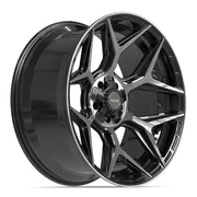 Set(4) 22x10 4P06 Gloss Black Brushed with Tinted Clear - 5x127 &amp; 5x139.7 -18ET