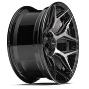 Set(4) 22x10 4P06 Gloss Black Brushed with Tinted Clear - 5x127 &amp; 5x139.7 -18ET