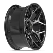 22x10 4P06 Gloss Black Brushed with Tinted Clear - 5x127 + 5x139.7 -18ET