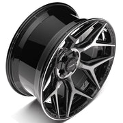 Set(4) 22x10 4P06 Gloss Black Brushed with Tinted Clear - 5x127 &amp; 5x139.7 -18ET
