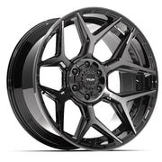 Set(4) 22x10 4P06 Gloss Black Brushed with Tinted Clear - 6x135 &amp; 6x139.7 -18ET with 33x12.50r22 Sailun TerraMax RT Tires