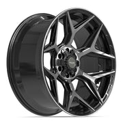 Set(4) 22x10 4P06 Gloss Black Brushed with Tinted Clear - 6x135 &amp; 6x139.7 -18ET with 33x12.50r22 TBB TS-57 RT Tires