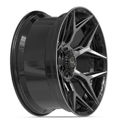 Set(4) 22x10 4P06 Gloss Black Brushed with Tinted Clear - 6x135 &amp; 6x139.7 -18ET
