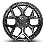 Set(4) 22x12 4P06 Gloss Black Brushed with Tinted Clear - 5x127 &amp; 5x139.7 -44ET