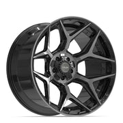 22x12 4P06 Gloss Black Brushed with Tinted Clear - 5x127 + 5x139.7 -44ET