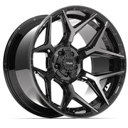 Set(4) 22x12 4P06 Gloss Black Brushed with Tinted Clear - 5x127 &amp; 5x139.7 -44ET