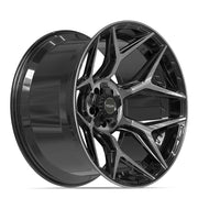 22x12 4P06 Gloss Black Brushed with Tinted Clear - 5x127 + 5x139.7 -44ET