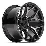 Set(4) 22x12 4P06 Gloss Black Brushed with Tinted Clear - 5x127 &amp; 5x139.7 -44ET