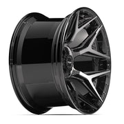 Set(4) 22x12 4P06 Gloss Black Brushed with Tinted Clear - 5x127 &amp; 5x139.7 -44ET