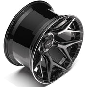 Set(4) 22x12 4P06 Gloss Black Brushed with Tinted Clear - 5x127 &amp; 5x139.7 -44ET