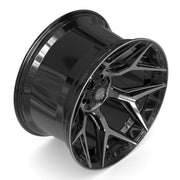 Set(4) 22x12 4P06 Gloss Black Brushed with Tinted Clear - 5x127 &amp; 5x139.7 -44ET