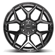 Set(4) 22x12 4P06 Gloss Black Brushed with Tinted Clear - 6x135 &amp; 6x139.7 -44ET