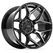 Set(4) 22x12 4P06 Gloss Black Brushed with Tinted Clear - 6x135 &amp; 6x139.7 -44ET