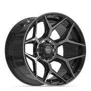 22x12 4P06 Gloss Black Brushed with Tinted Clear - 6x135 + 6x139.7 -44ET