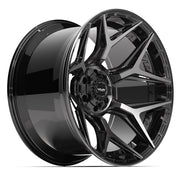 Set(4) 22x12 4P06 Gloss Black Brushed with Tinted Clear - 6x135 &amp; 6x139.7 -44ET